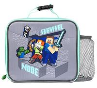 Minecraft - Fiambrera para Niños - Bolsa de Almuerzo de Juegos de Video Steve y Alex - Bolsillo de Malla - Asa de Transporte con Gancho - Regalos Mercancía Oficial