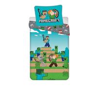 Jerry Fabrics – Juego de cama Minecraft 140x200 + funda de almohada 70x90 cm, 100% algodón reversible