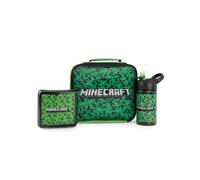 Minecraft Juego de loncheras | Creeper Adventure para niños | Fiambrera, botella de agua y caja de bocadillos | Mercancía gamer para niños | Lleva la aventura pixelada a cada comida
