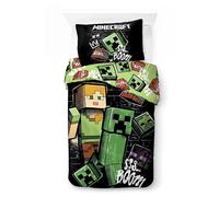 Minecraft Juego de Ropa de Cama Infantil | Funda Nórdica Individual de 140x200 cm con Funda de Almohada de 50x70 cm, 100% Algodón | Juego de Ropa de Cama Infantil Suave (Minecraft - Pixel Paradox)