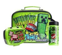 Minecraft Set de Bolsa de Almuerzo para Niños, 3 Piezas, Botella y Bolsa Fiambrera Infantil