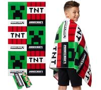 Minecraft Toalla Baño Algodon y 2 Pinzas Ropa Creeper TNT Toalla Playa Piscina Toallas Infantil Adolescente Secado Rápido y Suave 140x70cm