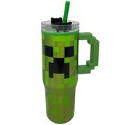 Minecraft - Vaso térmico con pajita y mango, 770 ml, taza térmica de acero inoxidable de doble pared, mantiene frío y caliente, diseño creeper gadget oficial para jugadores y aficionados