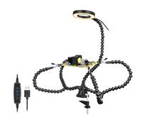 Mingzhe Accesorio de PCB Manos Amigas Estación de Soldadura Tercera Mano Herramienta Manual Ayuda Lámpara Aumento 5X Marcador Posición 3 Brazos Flexibles 4 Clips (Negro)