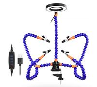 Mingzhe Accesorio de PCB Manos Amigas Estación de Soldadura Tercera Mano Herramienta Manual Ayuda Lámpara Aumento 5X Marcador Posición 3 Brazos Flexibles 4 Clips (Azul)