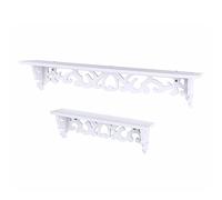 mingzhe Estante Flotante de Pared Tallado en Blanco, Soporte de Exhibición Compuesto Plástico y Madera WPC para Sala Estar, Dormitorio, Estudio
