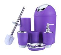 mingzhe Juego de Accesorios de Baño 6 Piezas, Dispensador Resina, Vaso, Soporte para Cepillo Dientes, Taza con Cepillo Inodoro para Decoración del Baño