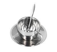 mingzhe Juego de Tazas de café Acero Inoxidable, Tazas Aisladas Doble Pared con Juego Cuchara para Bebidas Frías y Calientes (Traje Doble Capa Milan-180ML)