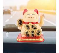 mingzhe Maneki Neko con Energía Solar de Gato de la Suerte, con Brazo Móvil, para Decoración Coche, Hogar y Oficina (Oro)