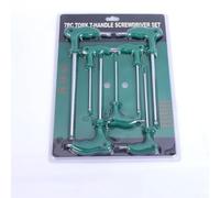 Minhe Juego de 7 piezas con mango en T para llave torx, kit de destornillador de estrella 45# de aleación de acero hexagonal para reparación de bicicletas, mantenimiento del hogar, verde, 32 x 24 cm