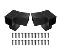 Minhe Soporte de pérgola de techo inclinado negro para postes de madera de 4 x 4, kit de acero unidireccional de 3 vías para montaje en pared, juego de accesorios para cenador al aire libre (izquierdo