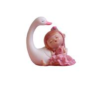 Mini Adorno de Resina Rosa Cisne Dormido Niña para Tartas
