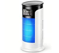 Mini aire acondicionado, 4 en 1 móvil sin manguera de escape, enfriador de aire portátil con 6 velocidades y función de niebla, ventilador de mesa silencioso con humidificación, temporizador e