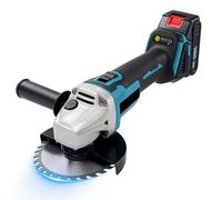 Mini Amoladora Angular a Bateria 21V 125mm, Motor Sin Escobillas 15000RPM | Batería 1.5Ah, Profundidad de Corte 50mm, 4 Velocidades, Rebarbadora sin Cable para Cortar, Desbastar, Pulir