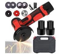 Mini Amoladora Angular, Multifunción Amoladora Pequeña a Doble Batería con Motor de Alta Potencia, 7 Accesorios y Maletín de Transporte para Cortar y Pulir Baldosas, Madera, Acero, Piedra