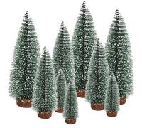 Mini Árbol de Navidad Miniatura Arbolitos de Navidad Artificial Pequeño con Bases de Madera para Decoración de Mesa, Hogar y Escaparate 10/16/22CM - 9PCS