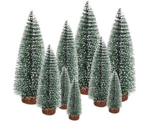Mini Árbol de Navidad Miniatura Arbolitos de Navidad Artificial Pequeño con Bases de Madera para Decoración de Mesa, Hogar y Escaparate 10/16/22CM - 9PCS