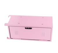Mini Armario de Maquillaje de Metal Rosa con Cerradura y Llaves | Organizador de Encimera con Compartimentos, para Cepillos y Objetos Personales, Diseño Moderno