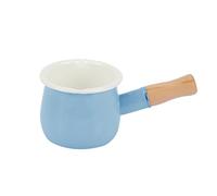 Mini cacerola de leche para té, café, huevo, olla para hervir, olla esmaltada con mango de madera, cacerola antiadherente de 512 ml, mini calentador de mantequilla (gris-azul)