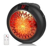 Mini Calefactor de Enchufe, 900W Calefactor Cerámico de Enchufe con Control Remoto Calefactor Enchufe con Temporizador de 12h y Pantalla LED Calentador de Enchufe para Baño y Dormitorio (Negro)