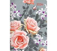 Mini calendario de libros Style Roses 2024, calendario de bolsillo A6, rosa, día por día, 352 páginas, libro de notas Alpha Edition