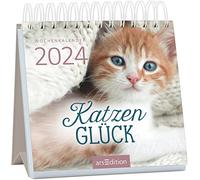 Mini calendario semanal de la suerte de los gatos 2024: pequeño calendario de mesa con palabras sabias sobre gatos