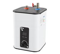 Mini calentador de agua eléctrico, 8L bajo fregadero 1500W con pantalla | Tanque de acero inoxidable 304, resistencia 316, IPX4, compacto para cocina y baño, instalación de pared o suelo