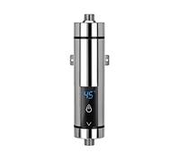 Mini calentador de agua eléctrico instantáneo, mini calentador de agua instantáneo, sin tanque, para baño, cocina, enchufe europeo, 220 V (plata, 5500 W)