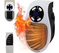 Mini Calentador de Enchufe, FainFun 500W Calentador de Enchufe de Cerámica, Mini Calefactor de Enchufe a Pared con Mando a Distancia, Plug in Mini Heater con 2 Velocidades de Aire, Termostato, Timer