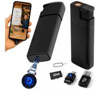 Mini Camara Espia Oculta Camuflada Mechero SIN AGUJERO DE LENTE (FULL PACK con Tarjeta 32GB Lector y OTG Para el Móvil), Sin Luz al Grabar, 2 MP SuperHD, Grabación en Bucle, Plug and Play sin Wifi
