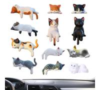 Mini Cat Figures 12pc - Resin Dashboard Decor | Car Mirror Hanging Ornament