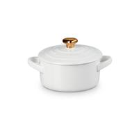 Mini Cazuela Romántica de 250 ml con Asa en Forma de Corazón Dorado - Cerámica Esmaltada Resistente y Versátil - Le Creuset