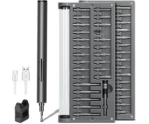 Mini destornillador eléctrico 57en1, juego de destornilladores de precisión con 55 puntas de precisión magnéticas, par de 2 engranajes, sin cable, para cámara de teléfono reloj portátil
