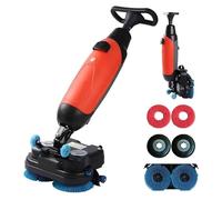 Mini estropajo de piso, batería de 120 minutos, cepillos dobles giratorios de limpieza de 18 pulgadas de ancho, rotación de 360°, limpieza industrial de pisos, tanque de 3 galones, grado profesional