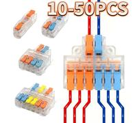 Mini Fast Wire Connectors Universal Compact Lever Nut Crimp Splitter Push-in Electrical Conductors Home Wiring Terminal Block for Household Electrical Projects Safe Wiring Compact Conductor M493T