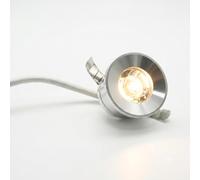 Mini foco de luz LED empotrable, 1 W, 100 lúmenes, foco pequeño plateado ideal para cielo estrellado, estantes para vitrinas, escaleras, señaladores de caminos, pasillos, dormitorio [plata luz cálida