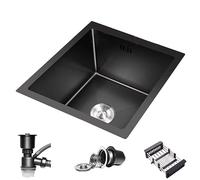 Mini fregadero de cocina para RV y apartamentos, fregadero de barra de acero inoxidable con sifón, diseño compacto negro (70 x 43 x 21,5 cm), perfecto para espacios pequeños