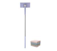 Mini fregona Snap Grip con cambio automático de tela manos libres con 4 paños reutilizables rápido, fácil e higiénico, mopas húmedas y secas giratorias de 360° para limpiar suelos (morado, 93 cm)
