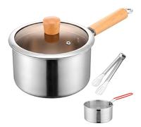 Mini freidora, olla freidora de acero inoxidable con cesta y pinzas Mini olla multifuncional con tapa y clip para alimentos fritos, sopa, leche, más, 18 cm/7 pulgadas, pescado