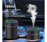 Mini humidificador de aire de 180ML, difusor de aroma eléctrico USB, purificador de aceites esenciales, generador de niebla de aromaterapia, luces para coche, hogar y dormitorio