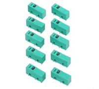 Mini interruptor de acción a presión de 3 pines, 5 A, 250 V CA, color verde | Diseño a prueba de polvo, cuerpo de plástico ABS, pines de cobre, valor de paquete de 10, ideal para piezas de repuesto