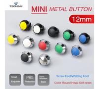 Mini interruptor de botón de Metal pequeño de 12MM, 12V, 220v, encendido, apagado, parada, momentáneo, colorido, óxido negro, impermeable, cabeza redonda, boda black head.black 12MM