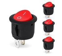Mini Interruptor De Palanca Redonda De 2 Polos, 4 Piezas Interruptor Basculante Redondo Mini Interruptores Interruptor De Balancín ON/OFF Con Autobloqueo Para Coche, Barco, Electrodomésticos, Rojo