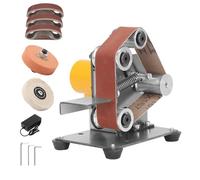 Mini Lijadora Banda para FabricacióN Cuchillos, Lijadora Banda EléCtrica Sobremesa, con 7 Velocidades Ajustables, Kit Afilado Y Pulido Cuchillos para Proyectos Bricolaje, MetalisteríA,Silver