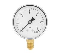 Mini Manómetro para combustible, aire, aceite y agua,Medidor de presión en miniatuna de alta precisiónde rosca NPT de 1/4" de metal,6 cm Rango 0~6 bar