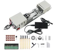 Mini máquina de torno de madera para carpintería, torno de perlas de Buda en miniatura, pulido de cuentas, taladro de madera, herramienta rotativa de 12-24V CC Set 2