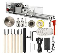 Mini MáQuina de Torno DIY, Torno de para CarpinteríA, Fresadora, Cuentas de Pulido, de Herramientas Rotativas, Enchufe de la UE