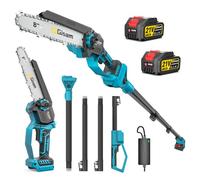 Mini Motosierra 2 En 1 Con PéRtiga TelescóPica,Motor Sin Escobillas De 2600w,Motosierra De 8 Pulgadas,Engrasador AutomáTico Y Tensor De Cadena Sin Herramientas Y 2 * 4000 Mah,Extensible Hasta 4,2m