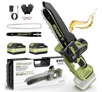 Mini Motosierra a Batería 8 Pulgadas, Motosierra Eléctrica con 2×5200 mAh Baterías, Lubricación Automática con Bomba de Aceite, Tensión de Cadena sin Herramientas, Sierra Eléctrica para Jardinería