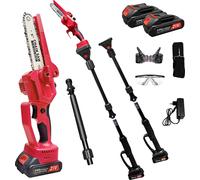 Mini motosierra a batería, con extensión telescópica, motor sin escobillas, 15,24 cm, dos baterías, motosierra de litio sin escobillas
